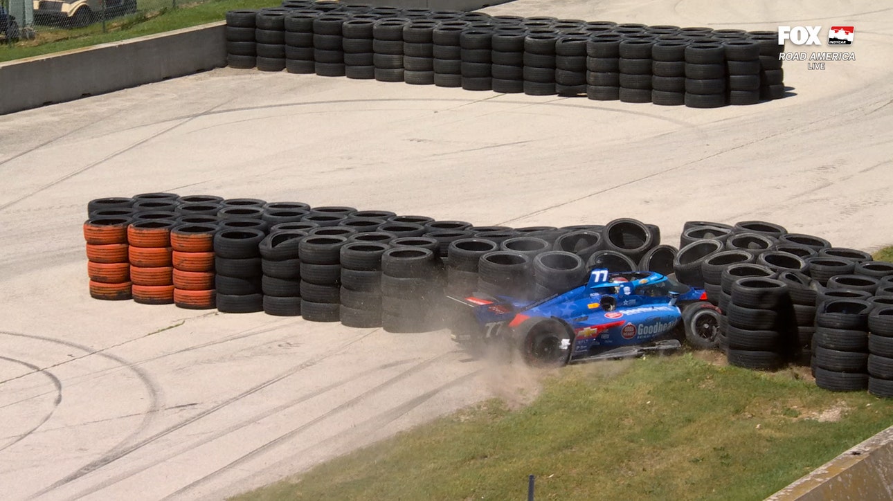 Sting Ray Robb wrecks into the wall at Road America